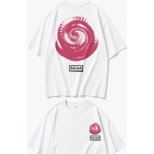 Fuddy Moda Unisex Nine Inch Nails Closer To God Sırt Baskılı Tişört, Oversize Rock Band Nın Temalı Tshirt