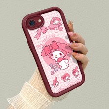 HONTINGA iPhone 8 ile Uyumlu Kılıf Kamera Koruyucu Basitlik Anti Düşme Kamera Korumalı My Melody Bordo Desen Yumuşak Silikon Couple Telefon Kılıfı Kadın ve Erkek Için Uygundur K2-7407