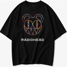 Fuddy Moda Unisex Radiohead Baskılı Bisiklet Yaka Tişört, Oversize Rock Band Temalı Tshirt