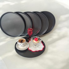Bereka Metal Tepsi 24 cm Metal Tabak 6 Adet Yuvarlak Çay Kahve Sunum Tepsisi Sunumluk Tabak