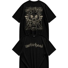 Fuddy Moda Unisex Motörhead Warpig Sırt Baskılı Bisiklet Yaka Tişört, Oversize Rock Band Temalı Tshirt