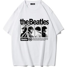 Brz Collection Unisex Oversize Revolver The Beatles T-Shirt Beyaz