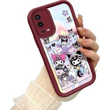 HONTINGA Oppo A55 ile Uyumlu Kılıf Kamera Koruyucu Basitlik Anti Düşme Kamera Korumalı Kuromi Bordo Desen Yumuşak Silikon Couple Telefon Kılıfı Kadın ve Erkek Için Uygundur K2-7408