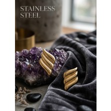 Stainless Steel 316L Çelik Gold Renk Motif Model Küpe