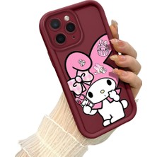 HONTINGA iPhone 11 Pro Max ile Uyumlu Kılıf Kamera Koruyucu Basitlik Anti Düşme Kamera Korumalı My Melody Bordo Desen Yumuşak Silikon Couple Telefon Kılıfı Kadın ve Erkek Için Uygundur K2-7407