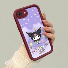 HONTINGA iPhone Se 2020 ile Uyumlu Kılıf Kamera Koruyucu Basitlik Anti Düşme Kamera Korumalı Kuromi Bordo Desen Yumuşak Silikon Couple Telefon Kılıfı Kadın ve Erkek Için Uygundur K2-7408