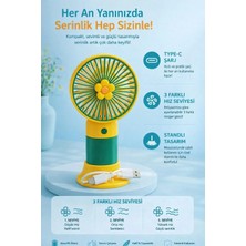 Jasper Papatya Figürlü Sarı Taşınabilir Standlı Serinletici Fan 3 Hız Ayarlı , Typ-c Portatif Fan Masaüstü Fan