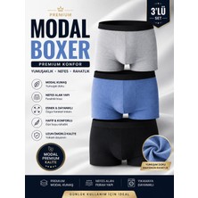 Jhena 3 Adet Pamuklu Erkek Modal Boxer, Siyah,gri,mavi Erkek Boxer