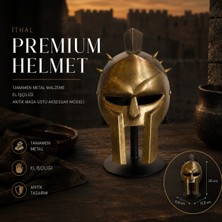 İki Yedi Konsept Dekoratif Metal Miğfer Biblosu Antik Savaşçı Kaskı Helmet Masaüstü Obje Lüks Ofis Yönetici Hediyesi