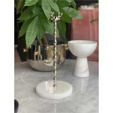 Miarik Design Beyaz Mermer Geyik Figürlü Havluluk - Gümüş Renk