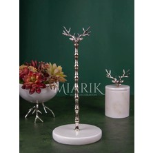 Miarik Design Mermer Boynuzlu Geyik Peçetelik Havluluk Kağıt Havluluk (Gümüş)