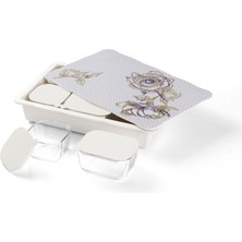 Lotus Melamin 6'lı Kahvaltılık Cam Kase Için Özel Silikon Kapaklı  36 x 24 cm Yüks:7 Cm-14 Pç.