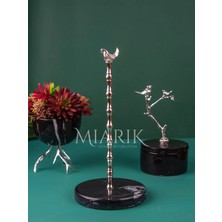 Miarik Design Siyah Mermer Kuş Peçetelik Havluluk (Gümüş)