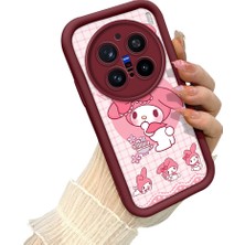 HONTINGA Vivo X200 Pro ile Uyumlu Kılıf Kamera Koruyucu Basitlik Anti Düşme Kamera Korumalı My Melody Bordo Desen Yumuşak Silikon Couple Telefon Kılıfı Kadın ve Erkek Için Uygundur K2-7407