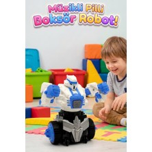 Farbu Oyuncak Müzikli Pilli 2 Buton Fonksiyonlu Hareket Eden ve Eklemleri Hareketli Oyuncak Boksör Robot
