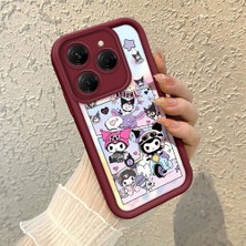 HONTINGA Tecno Spark 20 Pro ile Uyumlu Kılıf Kamera Koruyucu Basitlik Anti Düşme Kamera Korumalı Kuromi Bordo Desen Yumuşak Silikon Couple Telefon Kılıfı Kadın ve Erkek Için Uygundur K2-7408