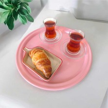 Bereka Metal Sunum Tepsisi, Kahve Tepsisi, Çay Tepsisi, 32 cm Yuvarlak Tepsi