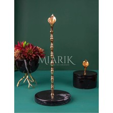 Miarik Design Siyahmermer Orkide Aksesuarli Peçetelik Havluluk (Gold)