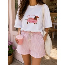 Fandr Studio Beyaz %100 Pamuk Oversize Hotdog Unisex T-Shirt