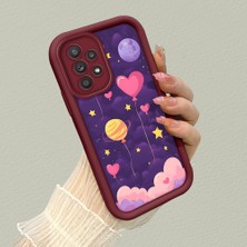 HONTINGA Samsung Galaxy A52S 5g ile Uyumlu Kılıf Kamera Koruyucu Basitlik Anti Düşme Kamera Korumalı Melody Bordo Desen Yumuşak Silikon Couple Telefon Kılıfı Kadın ve Erkek Için Uygundur K2-7409