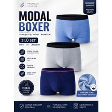 Jhena Lacivert,gri,mavi 3 Adet Erkek Modal Boxer,  Erkek Boxe, Erkek Iç Giyim