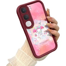 HONTINGA Vıvo Y31 5g  ile Uyumlu Kılıf Kamera Koruyucu Basitlik Anti Düşme Kamera Korumalı Melody Bordo Desen Yumuşak Silikon Couple Telefon Kılıfı Kadın ve Erkek Için Uygundur K2-7409