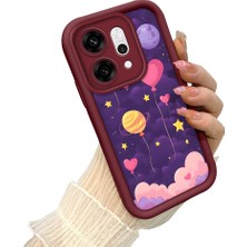 HONTINGA Oppo Reno 14 Pro 5g  ile Uyumlu Kılıf Kamera Koruyucu Basitlik Anti Düşme Kamera Korumalı Melody Bordo Desen Yumuşak Silikon Couple Telefon Kılıfı Kadın ve Erkek Için Uygundur K2-7409