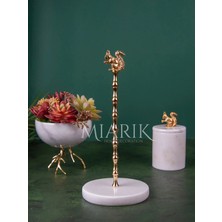 Miarik Design Gri Mermer Sincap Kuş Aksesuarli Peçetelik Havluluk (Gold)