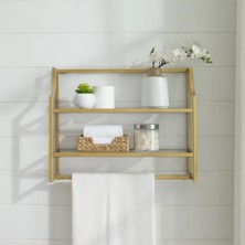 Merzana Dekoratif Metal Duvar Rafı – Banyo Rafı- Banyo Organizeri - Havlu Askısı