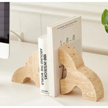 Miarik Design Dekoratif Doğal Traverten Mermer Kitap Tutucu