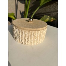 Miarik Design Dekoratif Mermer Taş Kutu Gümüş Top Pirinç Kulp Detayli Büyük Boy