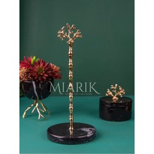 Miarik Design Siyah Mermer Boynuzlu Geyik Peçetelik Havluluk Gold Altın