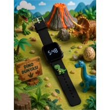 Rodium Çocuk Kol Saati Silikon Kordonlu Dinozor Emojili LED Çocuk Saati