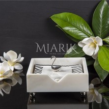 Miarik Design Beyaz Mermer Kare Peçetelik