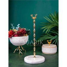 Miarik Design Bej Mermer Yaprak Detaylı Peçetelik Havluluk (Gold Altın)