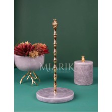 Miarik Design Gri Mermer Nar Detaylı Peçetelik Havluluk (Gold)
