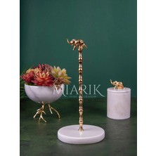 Miarik Design Beyaz Mermer Fil Aksesuarli Peçetelik Havluluk (Gold)
