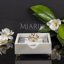 Miarik Design Beyaz Mermer Kare Peçetelik