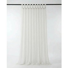 Leo Boutique Curtain Kemerli Keten Rustik Tül Perde Pilesiz Ekru Renk