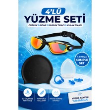 Premini Renkli Yüzücü Gözlük Seti 4'lü Yetişkinler Için, Rahat ve Şık Tasarım