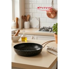 EVREN MUTFAK 18 cm Goldstone Ezme Seri Granit Tava, Non-Stick Kızartma Tavası 0,6 Lt (Gold Çelik Kulp)