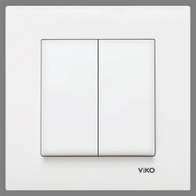 Viko 90967044 Karre İkili Anahtar Beyaz Çerçeveli Modern Tasarım Yüksek Dayanıklılık Özellikli