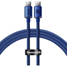 Baseus Crystal Shine – Type-C to Type-C 100W PD 2.0 Hızlı Şarj Kablosu 1.2 m – Mavi