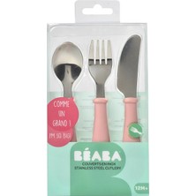 Beaba Paslanmaz Çelik Çatal Bıçak Kaşık Seti, Old Pink