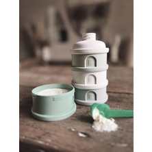 Beaba 4 Katmanlı Süt Tozu Kutusu ve Atıştırmalık Kabı (Cotton White/sage Green)