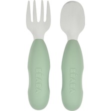 Beaba Paslanmaz Çelik Çatal Kaşık Seti, Sage Green