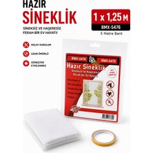 Alıç Hazır Sineklik Pencere Sinekliği 1 x 1,25 M Tül 5 M Yapışkan Bant Kesilebilir Kolay Montajlı Beyaz Tül