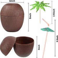 Alvera Collection Hindistan Cevizi Hawaii Luau Aloha Pipetli Içecek Kabı Bardak 10X13 cm 1 Adet