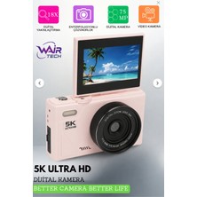 Wair Teknoloji 5k Ultra Hd Vlog Kamera – 75MP, Wifi, 18X Zoom, Türkçe Menü
