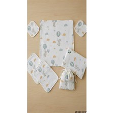 More Home Bebek Müslin Bez Battaniye Set 7 Parça Balonlu Bulutlu
